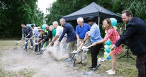 Group of dignitaries at groundbreaking ceremony